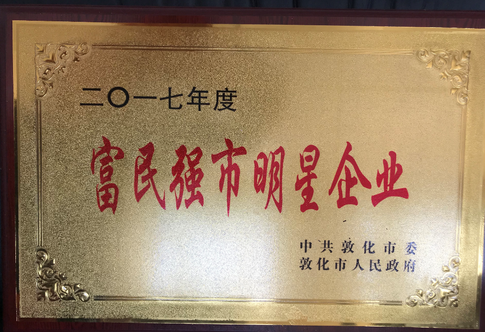公司被評(píng)為富民強(qiáng)市明星企業(yè)。